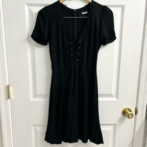 Reformation Koa Dress Black Lace Front Skater Mini Size 0 Babydoll
